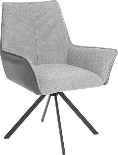 Стул с подлокотниками TetChair Мурано опора 360 (велюр/букле (HYP)/экокожа, светло-серый/графит)