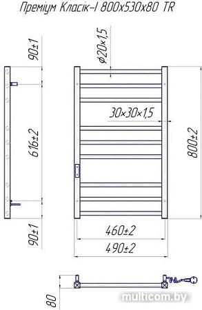 Полотенцесушитель Mario Премиум Классик-I 800x500/80 2.2.1608.03.P
