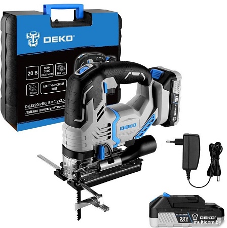 Электролобзик Deko DKJS20 PRO 083-1125 (с 2-мя АКБ, кейс)