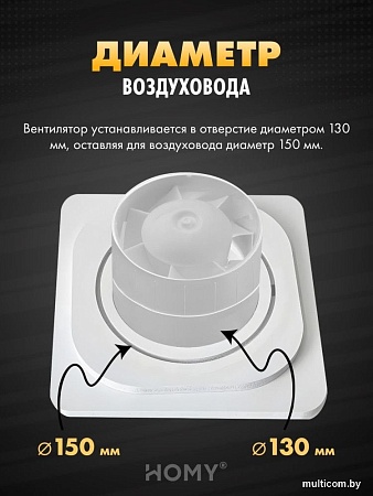 Вентиляционная решетка HOMY AIR квадратный AS125WT 20x20 (белая)