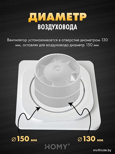 Вентиляционная решетка HOMY AIR квадратный AS125WT 20x20 (белая)