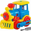 Конструктор Полесье 71255 Паровоз (синий/желтый)