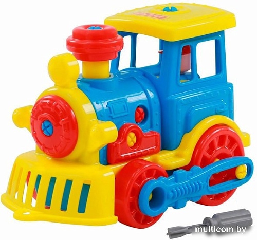 Конструктор Полесье 71255 Паровоз (синий/желтый)