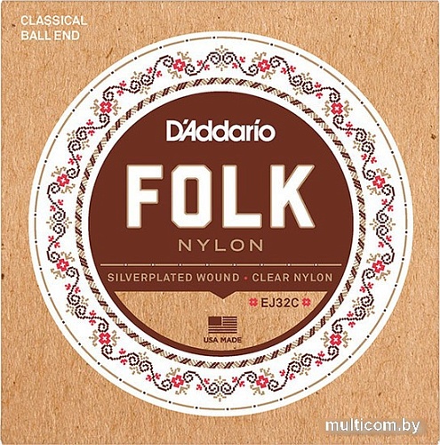 Струны для гитары D'Addario EJ32C Folk Nylon