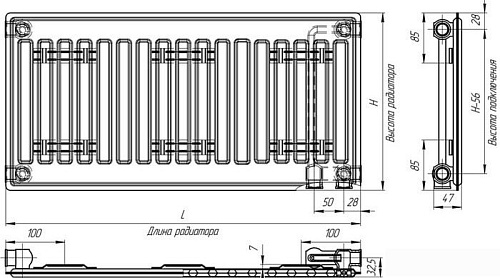 Стальной панельный радиатор Лидея ЛУ 10-306 300x600