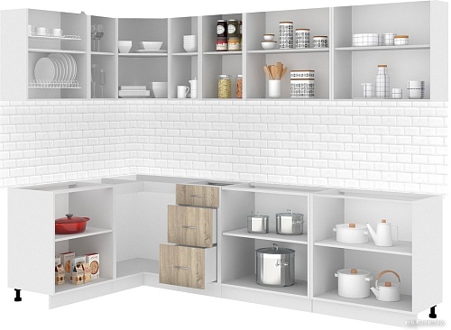 Готовая кухня Кортекс-мебель Корнелия Лира 1.5x2.9 без столешницы (дуб сонома/венге)