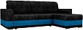 Угловой диван Mebelico Честер 61109 (правый, велюр, черный/голубой)