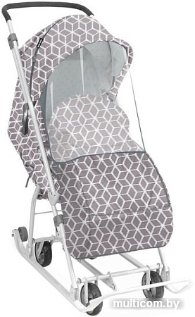 Санки-коляска Nika У3-1К/4 (ромбики, серый)
