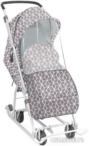 Санки-коляска Nika У3-1К/4 (ромбики, серый)