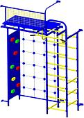 Детский спортивный комплекс Пионер 10СМ со скалодромом (синий/желтый)