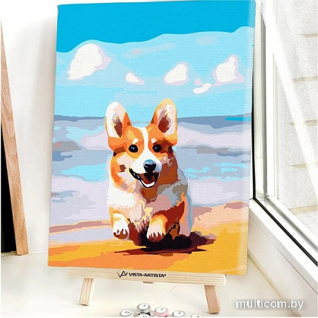 Картина по номерам Red Panda Корги На Берегу p54740