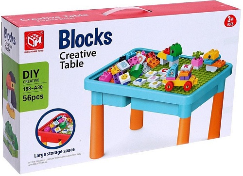 Развивающая игрушка Kids Home Toys игровой стол С конструктором и отсеком для хранения 188-A30 7120619