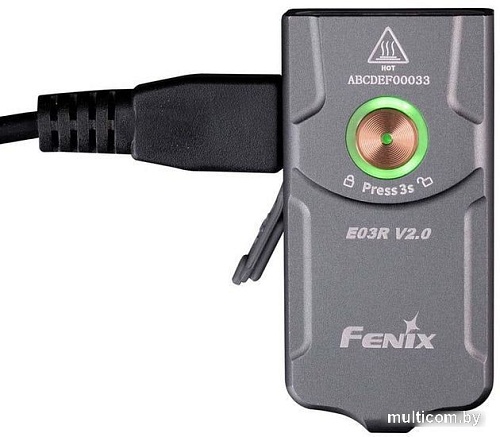 Фонарь Fenix E03R EDC V2.0 (серый)