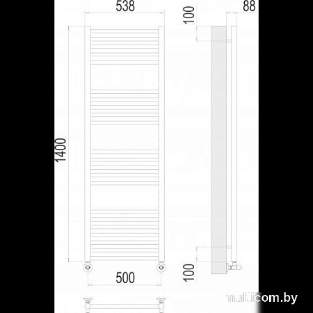 Полотенцесушитель TERMINUS Альба П22 500x1400 (хром)