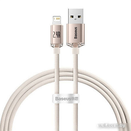 Кабель Baseus Crystal Shine USB Type-A - Lightning (1.2 м, розовый)