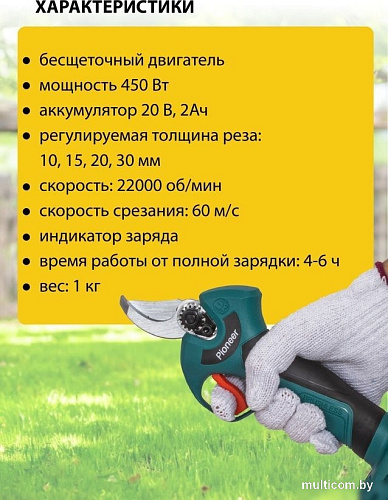 Секатор Pioneer Tools BP-20V20BL-01 (с 1-им АКБ, кейс)