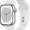 Умные часы Apple Watch Series 8 41 мм (алюминиевый корпус, серебристый/белый, спортивный силиконовый ремешок)