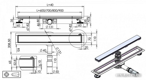 Трап/канал Roxen White Glass 91040-90