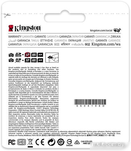 Карта памяти Kingston SDXC (Class 10) 64GB (SD10VG2/64GB)