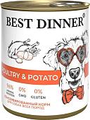 Консервированный корм для собак Best Dinner Для щенков и взрослых собак Птица с картофелем (850 г)