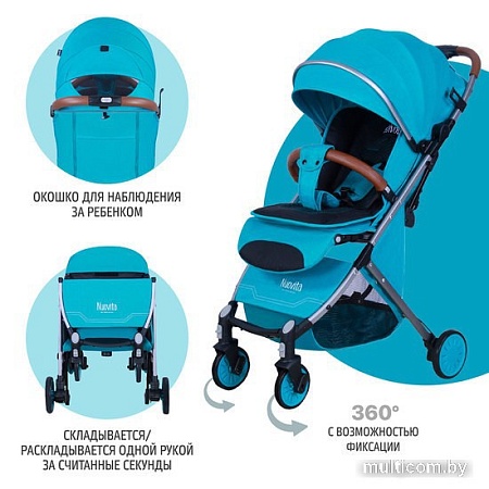 Коляска прогулочная «книга» Nuovita Giro Lux (бирюзовый/серая рама)