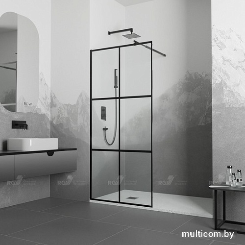 Душевая стенка RGW WA-011B 100 (черный/прозрачное стекло)