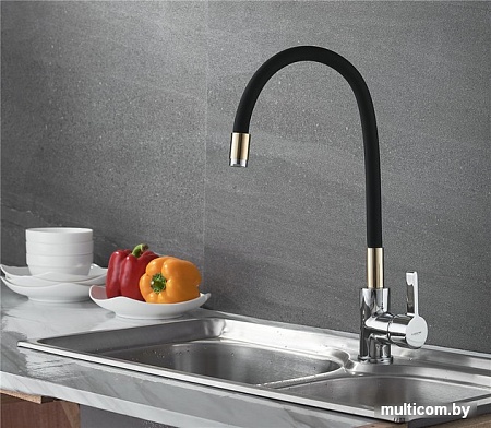 Смеситель Ledeme H98 L4898-10 (черный/хром/золотой)