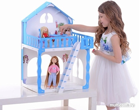 Кукольный домик Krasatoys Дом Марина с мебелью 000266 (белый/голубой)