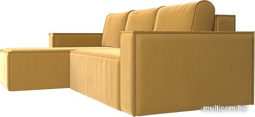 Угловой диван Mebelico Куба угловой 108652 (левый, БНП, микровельвет, желтый)