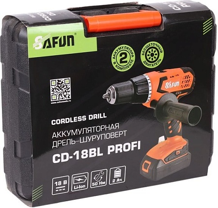 Дрель-шуруповерт Safun CD-18BL Profi (с 2-мя АКБ, кейс)
