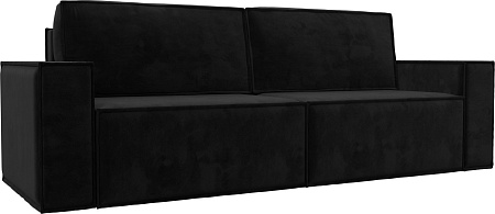 Диван Лига диванов Куба Лайт 129443 (велюр Seven 35 черный)