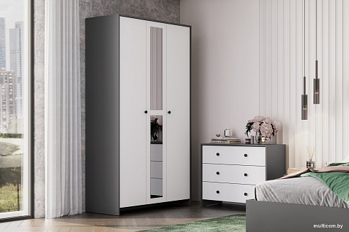 Комод Mio Tesoro Дольче 3 ящика (графит/белый)