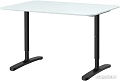 Письменный стол Ikea Бекант (белый/черный) 993.022.11
