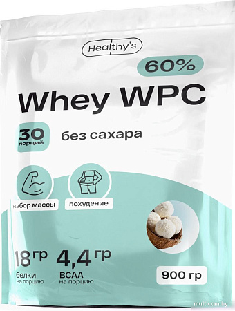 Протеин сывороточный (концентрат) Healthys Whey Wpc (900г, кокос/сливки/миндаль)