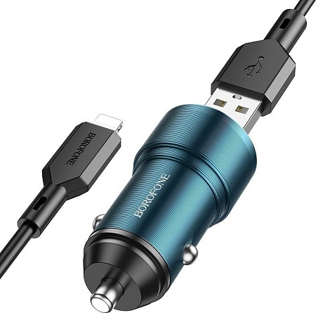 Автомобильное зарядное Borofone BZ19 Lightning (сапфирово-синий)