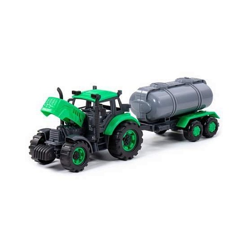 Трактор Полесье Прогресс с прицепом-цистерной 94636 (зелёный)