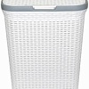 Корзина ВиолетПласт для белья 40 л с крышкой Ротанг (белый)