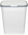 Корзина ВиолетПласт для белья 40 л с крышкой Ротанг (белый)