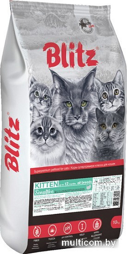 Сухой корм для кошек Blitz Sensitive Kitten All Breeds (для котят с индейкой) 10 кг