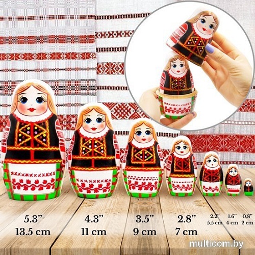 Развивающая игрушка Брестская Матрешка Народные костюмы Беларуси. Калинковичский строй (набор 7 шт)