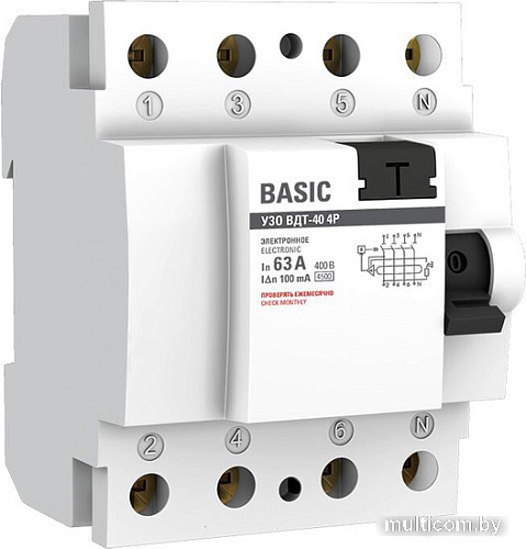 Устройство защитного отключения EKF Basic elcb-4-63-100e-sim