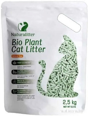 Наполнитель для туалета Naturalitter Bio Plant Cat Litter Зеленый чай 2.5кг