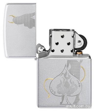 Зажигалка Zippo Satin Chrome Devilish Ace 48658