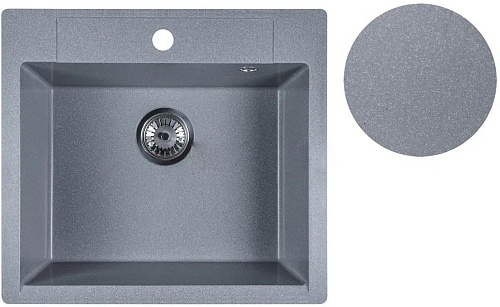 Кухонная мойка Marblan Cubi (серебристый, с сифоном)