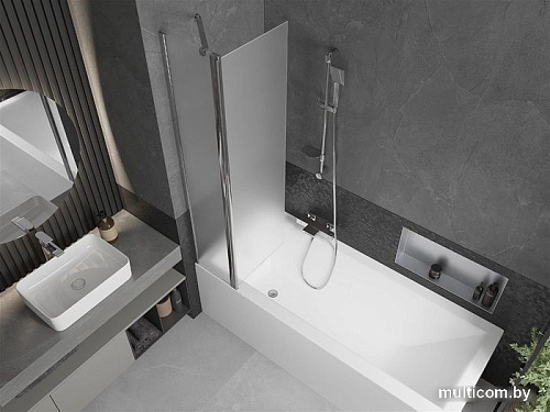 Стеклянная шторка для ванны Mexen Flip Chrome Matt 80