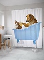 Шторка-занавеска для ванны JoyArty Кот и пес в ванной sc_15568