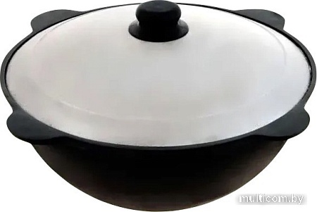 Казан Davr Metall Узбекский чугунный с крышкой, круглое дно (8 л)