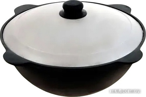 Казан Davr Metall Узбекский чугунный с крышкой, круглое дно (8 л)