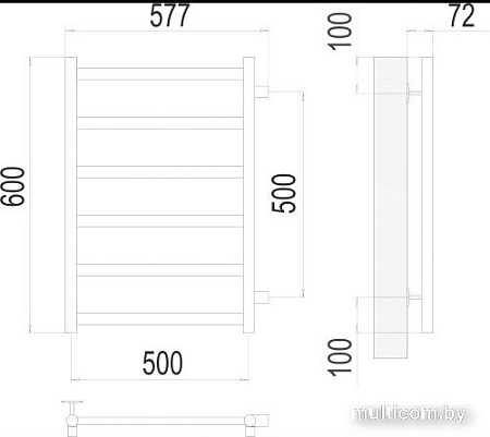 Полотенцесушитель TERMINUS Аврора П6 500x600 бп (золото)