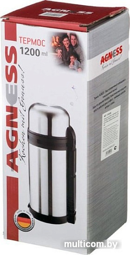 Термос для еды Agness 910-053 1.2л (серебристый)